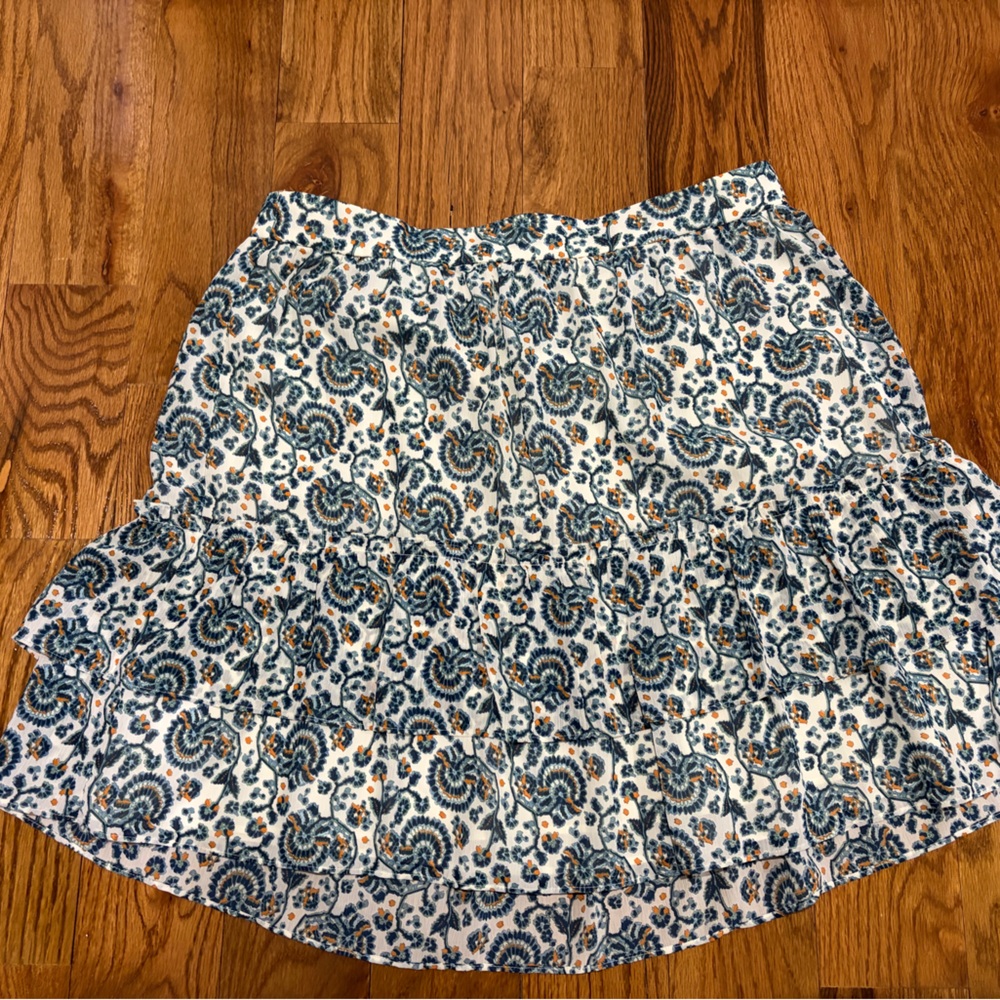 J. Crew Blue and White Paisley Skater Skirt